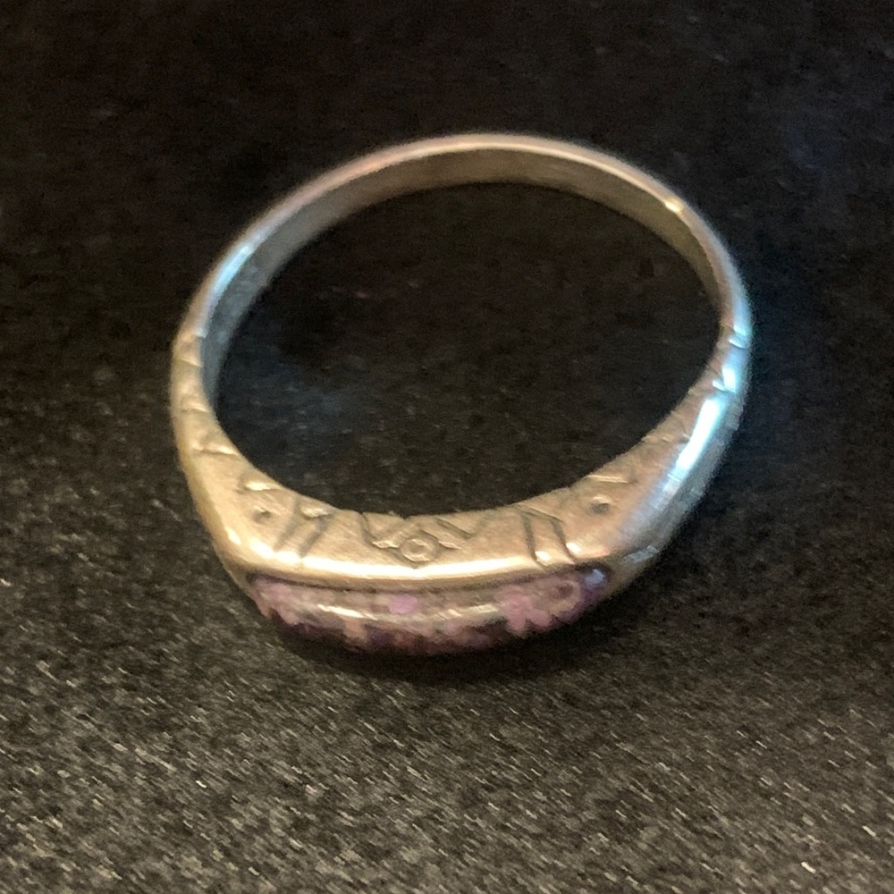 Carolyn Pollack Sterling Silver Ring with Pink Enamel Accents